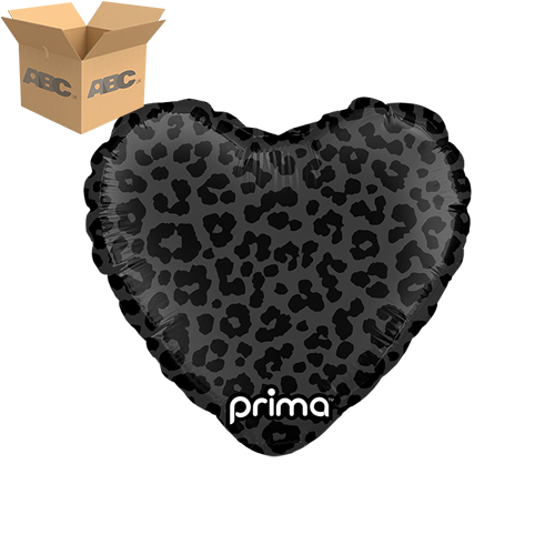 9" Heart Black Shiny & Matte Leopard Print (Case of 50)