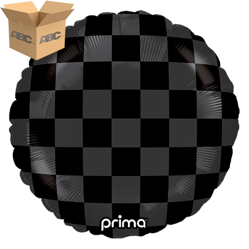 18" Round Black Shiny & Matte Checker Print (Case of 50)