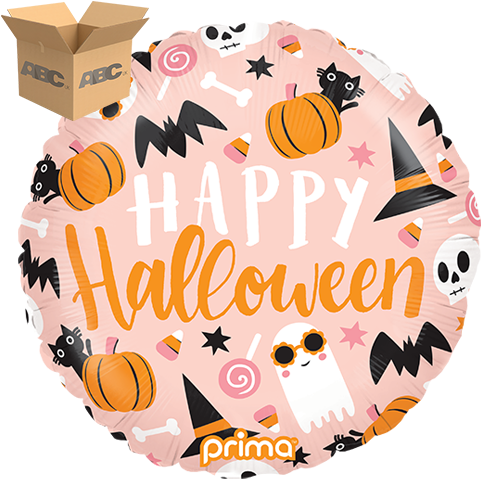 18" Round Happy Halloween Cute Icons (Case of 50)