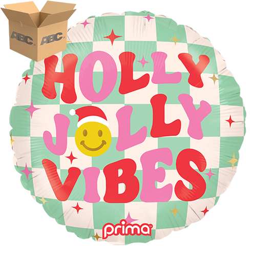 18" Round Holly Jolly Vibes Checker (Case of 50)