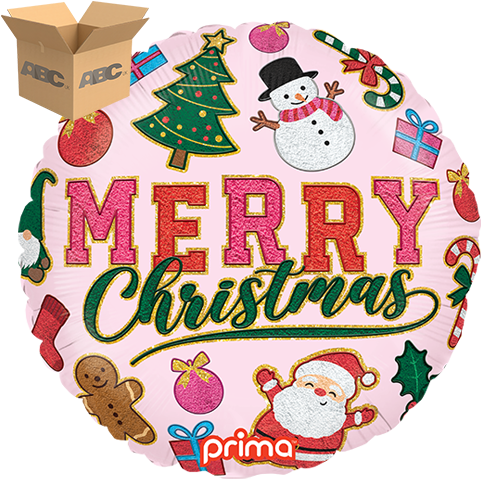 18" Round Merry Christmas Patches (Case of 50)