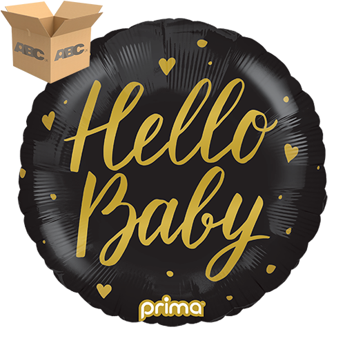 18” Round Hello Baby Black (Case of 50)