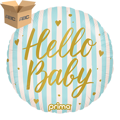 18” Round Hello Baby Blue Stripes (Case of 50)