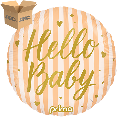 18” Round Hello Baby Peach Stripes (Case of 50)