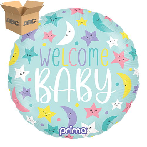 18” Round Welcome Baby Moons & Stars (Case of 50)