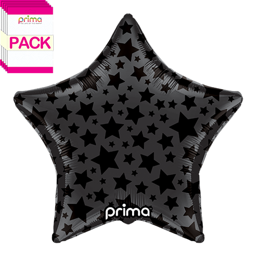 18" Star Black Shiny & Matte Stars (Pack of 5)