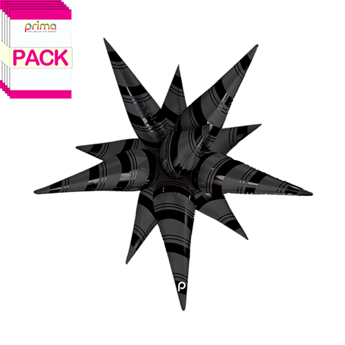 26" Black Matte & Shiny Stripes Starburst (Pack of 5)