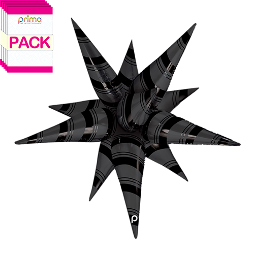 40" Black Matte & Shiny Stripes Starburst (Pack of 5)