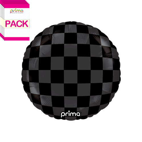 9" Round Black Shiny & Matte Checker Print (Pack of 5)