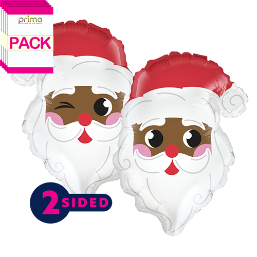 11" Air-fill Dark Skin Santa Head Shape (Pack of 5)