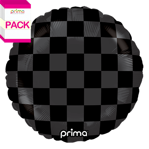 18" Round Black Shiny & Matte Checker Print (Pack of 5)