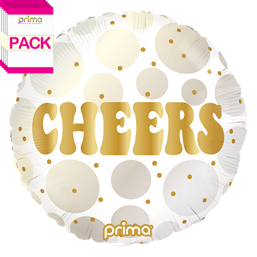 18" Round Cheers Gold and Neutral Dots (Pack of 5)