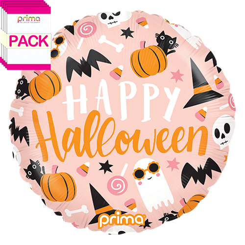 18" Round Happy Halloween Cute Icons (Pack of 5)