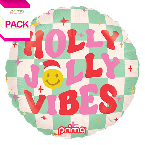 18" Round Holly Jolly Vibes Checker (Pack of 5)