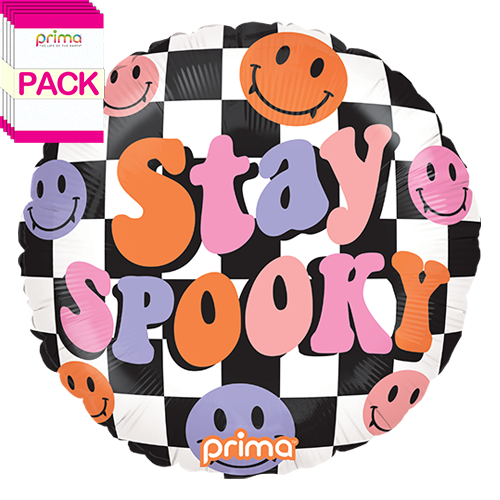 18" Round Stay Spooky Checker (Pack of 5)