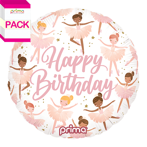 18” Round Birthday Ballerinas (Pack of 5)