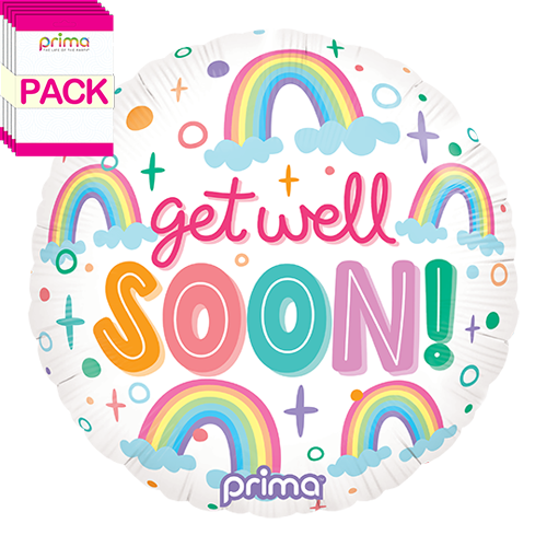 18” Round Get Well Soon Rainbows (Pack of 5)