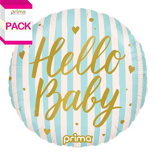 18” Round Hello Baby Blue Stripes (Pack of 5)