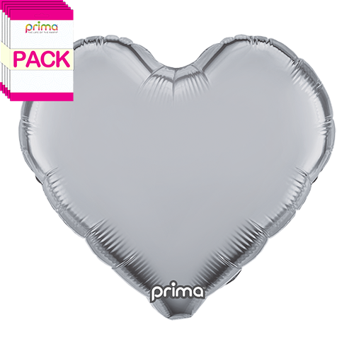 18” Silver Heart (Pack of 5)