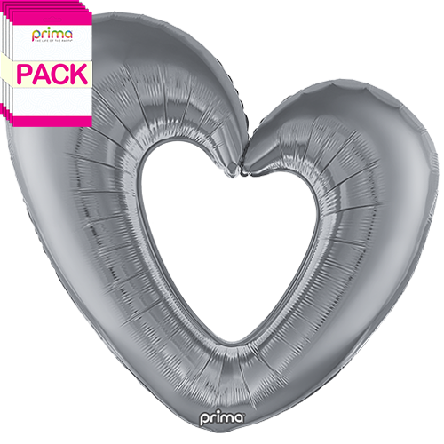 40” Silver Open Heart (Pack of 5)