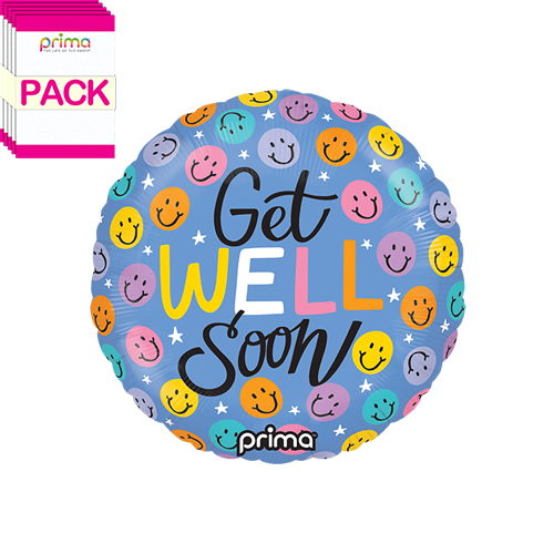 9” Round Get Well Happy Faces (Pack of 5)