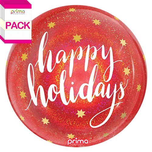 20" Happy Holidays Red Glitter Sphere (Pack of 10)