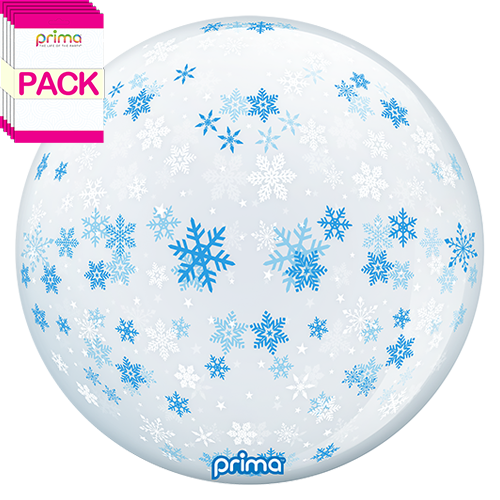 20” Blue & White Snowflakes Sphere (Pack of 10)