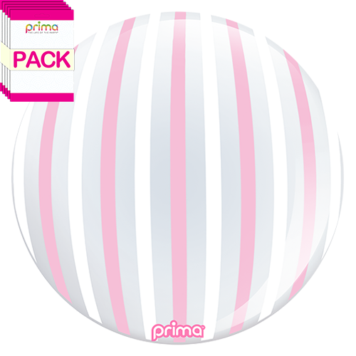 20” Pink & White Stripe Sphere (Pack of 10)