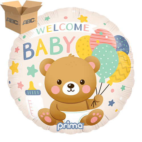 18" Welcome Baby Bear & Balloons  (Case of 50)