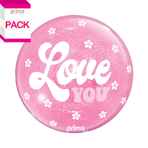 10" Air-Filled Love You Flowers Light Pink Glitter Sphere (Pack of 5)