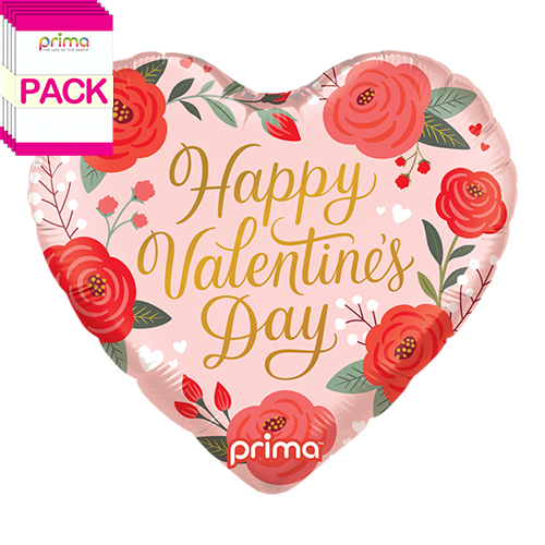 18" Heart Happy Valentine's Day Trendy Roses (Pack of 5)