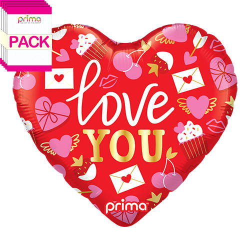 18" Heart Love You Valentine Trendy Icons (Pack of 5)