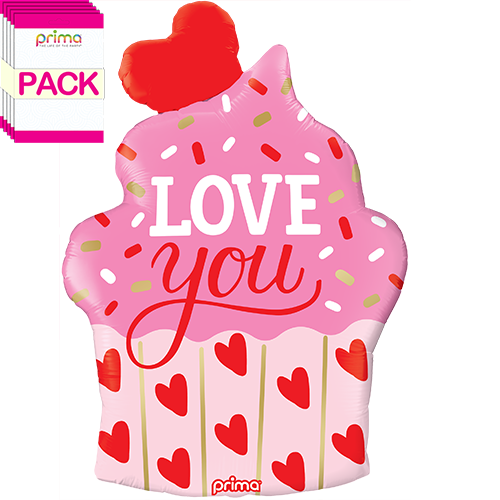 35" Love You Cupckake Shape (Pack of 5)