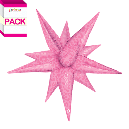 40" Dark Pink Matte & Shiny Leopard Print Starburst (Pack of 5)