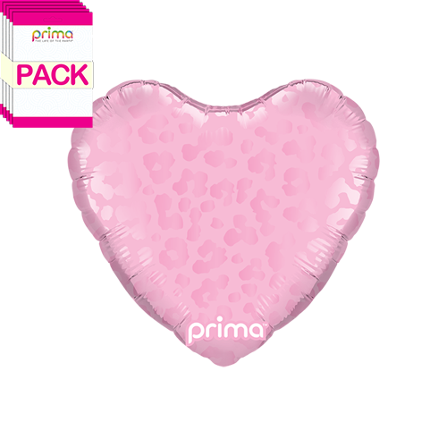 9" Heart Light Pink Matte & Shiny Leopard Print (Pack of 5)