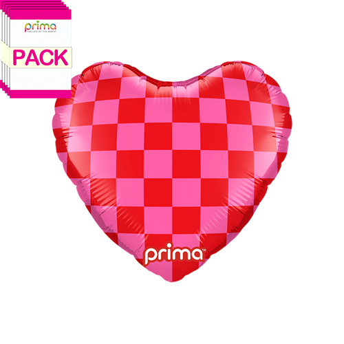 9" Heart Red & Pink Checker (Pack of 5)