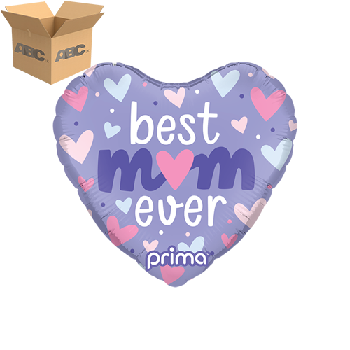 9" Heart Best Mom Ever Pastel Hearts (Case of 50)