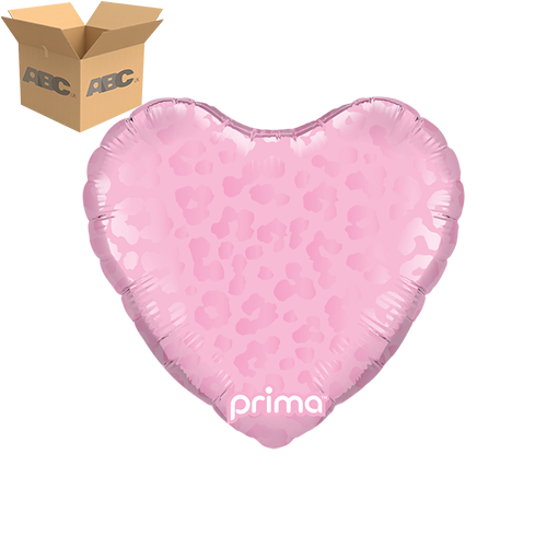 9" Heart Light Pink Matte & Shiny Leopard Print (Case of 50)