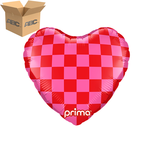 9" Heart Red & Pink Checker (Case of 50)