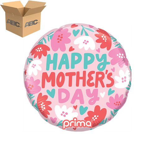 9" Round Happy Mother's Day Hearts & Daisies (Case of 50)