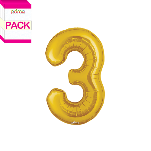 16" Gold Number 3 (Pack of 5)