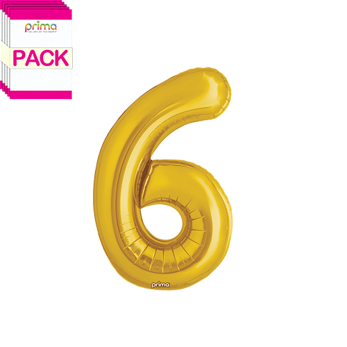 16" Gold Number 6 (Pack of 5)