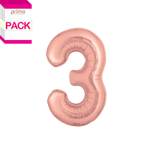 16" Rose Gold Number 3 (Pack of 5)