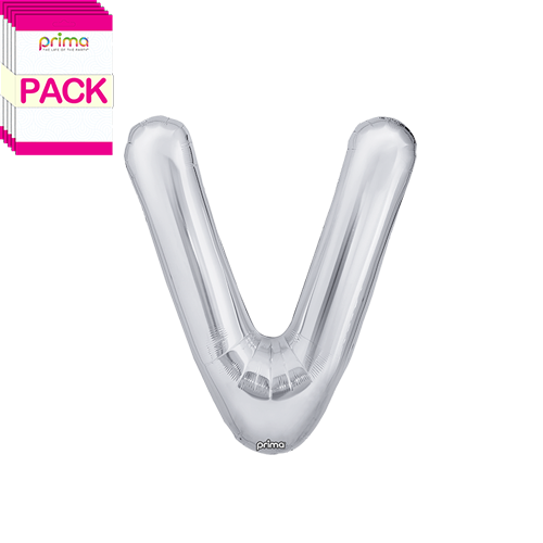 16" Silver Letter V (Pack of 5)