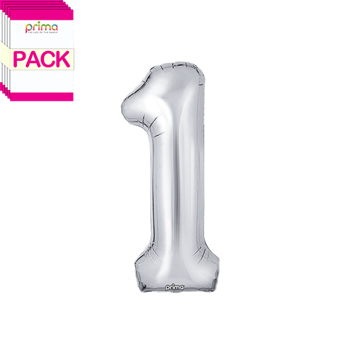 16" Silver Number 1 (Pack of 5)