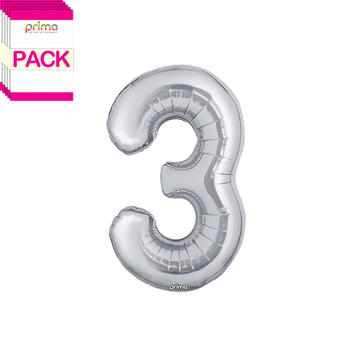 16" Silver Number 3 (Pack of 5)