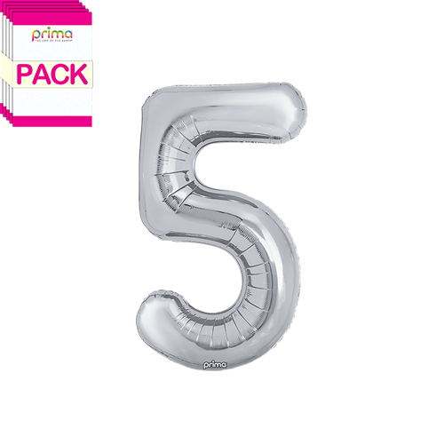 16" Silver Number 5 (Pack of 5)