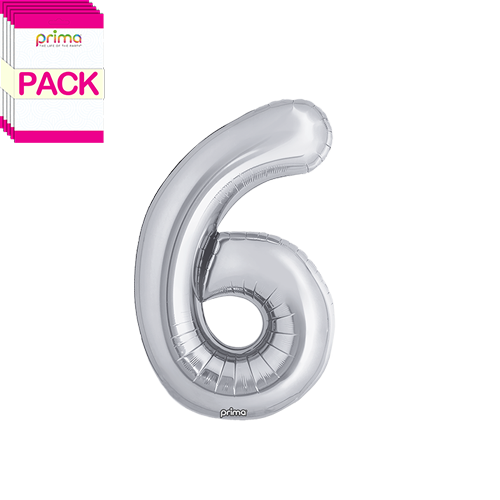 16" Silver Number 6 (Pack of 5)