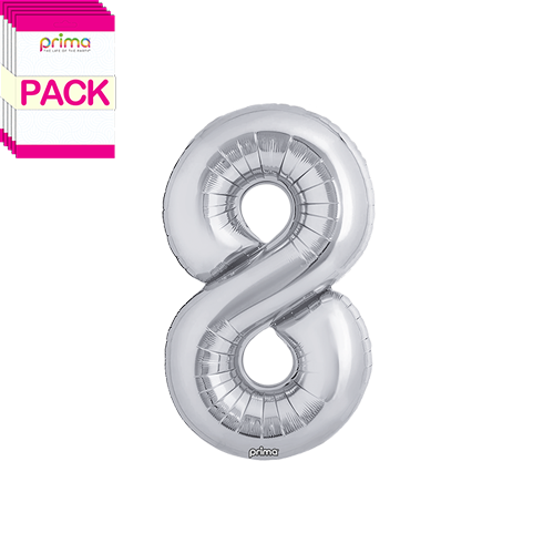 16" Silver Number 8 (Pack of 5)