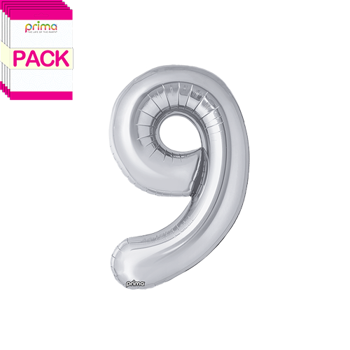 16" Silver Number 9 (Pack of 5)